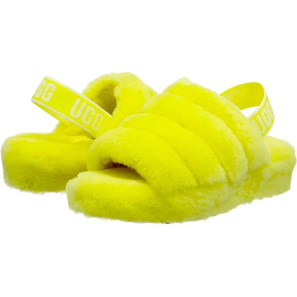 COPY - UGG Fluff Slipper neon yellow!